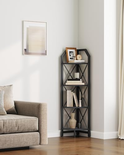 CHOEZON 4-Tier Corner Shelf, Industrial Corner Bookshelf, 47.6" Corner Storage Stand, Plant Stand Display Shelf, Corner 