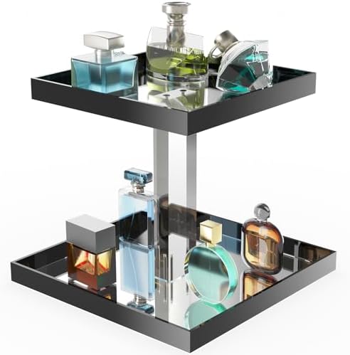 NiHome Perfume Organizer 2-Tier Acrylic Cologne Vanity Makeup Holder, Black