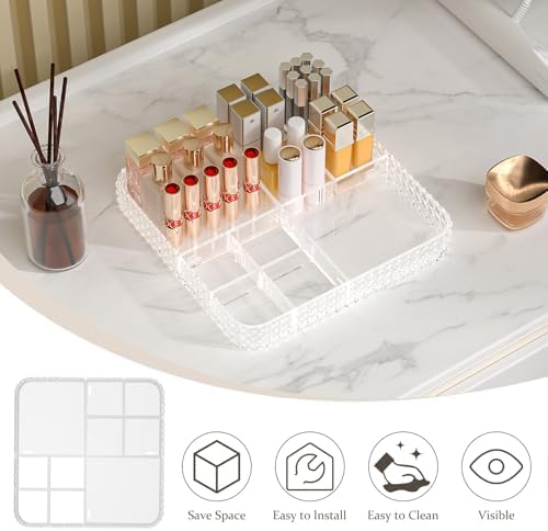 Rotating Makeup Organizer with Makeup Brush Holder,Large Capacity Perfume Organizer for Vanity Countertop,Acrylic Skinca