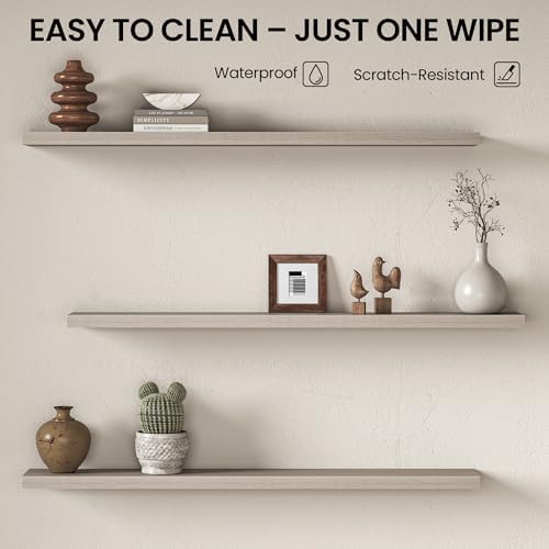 Fun Memories Floating Shelves for Wall 55 Inch, Set of 2 – Wall-Mounted Storage & Display Shelf with Invisible Bracket, 