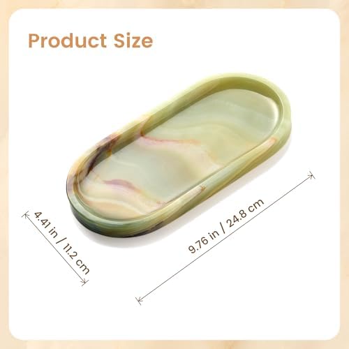 Natural Marble Decorative Tray, 9.8”x4.4”, Olive Green