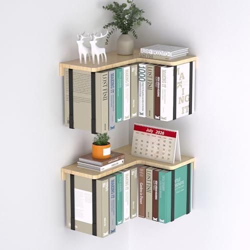 L-Shaped Corner Floating Shelves Set of 2, Floating Book Shelves for Wall