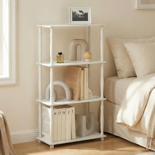 Furinno Turn-N-Tube Storage Shelves, 4-Tier Open Frame Book Shelf, Standing Corner Shelf, Toolless Open Shelves, Classic