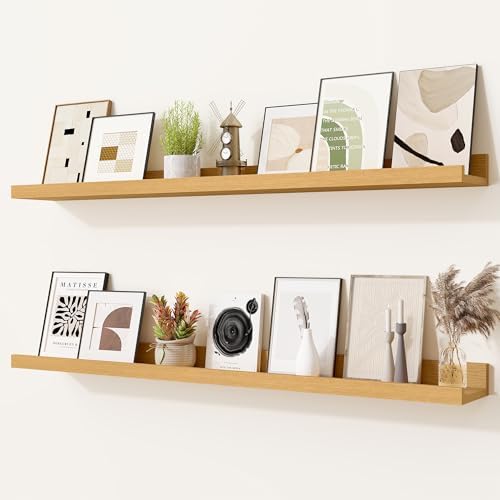 Heimlove Picture Ledge Shelf,36 inch Long Floating Shelves for Wall Set of 2,Picture Shelf with Lip for Wall Decor,Livin