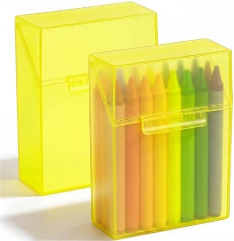 Clabby 2 Pcs Clear Plastic Crayon Boxes Hold 24 Count, Yellow