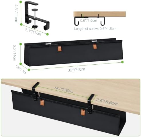 KEEGH No Drill Under Desk Cable Organizer, 30 inch Cord Management