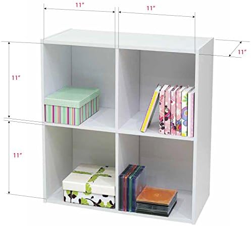KB Designs - 4-Cube Bookcase, Unit Shelf, Storage Organizer, White