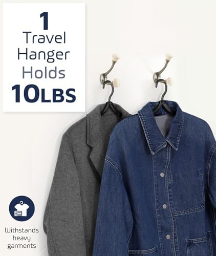 10 Pcs Travel Hangers, Cruise Ship Essentials Foldable Hangers Plastic Travel Essentials, Portable Cruises Must Haves 2026 for Skirt, Suitcase, RV Camping Airplane Europe Vacation Essential, Black