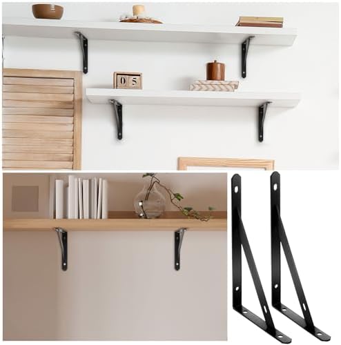 Nuogo 20 Pcs 8" L X 5" H Metal Shelf Brackets L Shape Bulk with Hardware