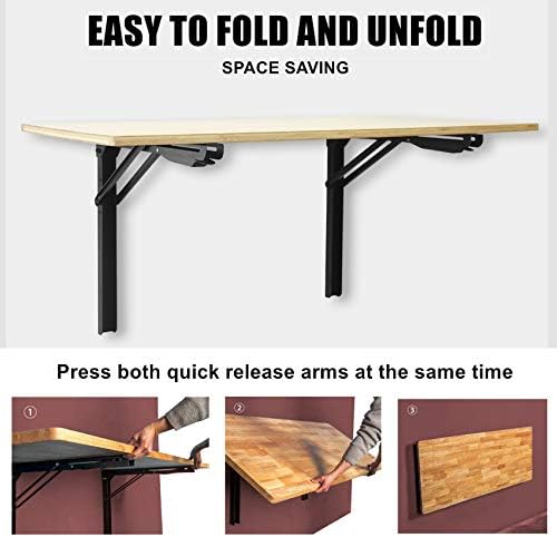 WALMANN 24" Folding Shelf Brackets, Collapsible Brackets for Shelves