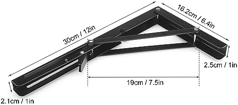 3 Pairs 6 Pack 12 Inch Folding Shelf Brackets,Metal Collapsible Folding Shelf Bracket for Bench, Heavy Duty Folding Shel