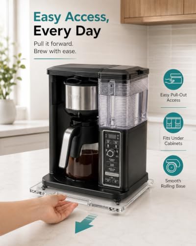 Appliance Slider – Sliding Tray for Coffee Maker, Clear Acrylic 10 x 12 In