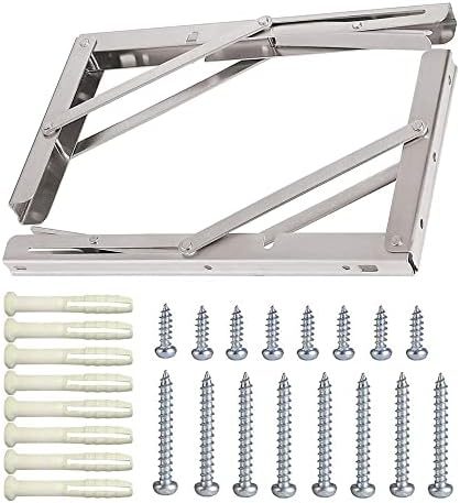 10 Inch Folding Shelf Brackets, 2 Pack Stainless Steel Heavy Duty L Bracket