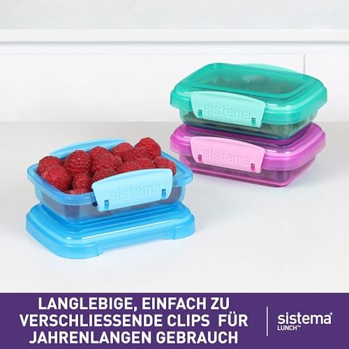 Sistema Lunch Collection Food Storage Containers, 6.7 oz./0.2 L, Pink/Green/Blue, 3 Count