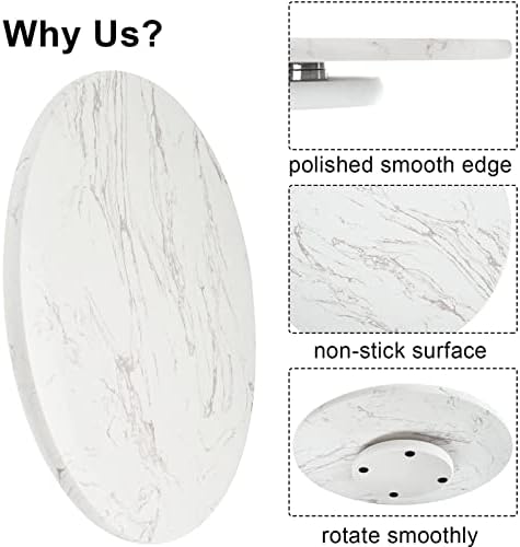 DEAYOU Marble Lazy Susan, Natural Marble Round Tray Turntable Cake Stand, 12" Lazy Susan Cheese Board with Silent Rotati