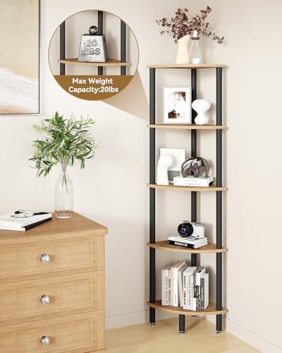 IBUYKE 5 Tier Corner Shelf Stand,Industrial Corner Display Rack WBC010K