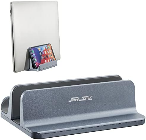 JARLINK 2-in-1 Vertical Laptop Stand, Adjustable Aluminum Desk Dock, Gray