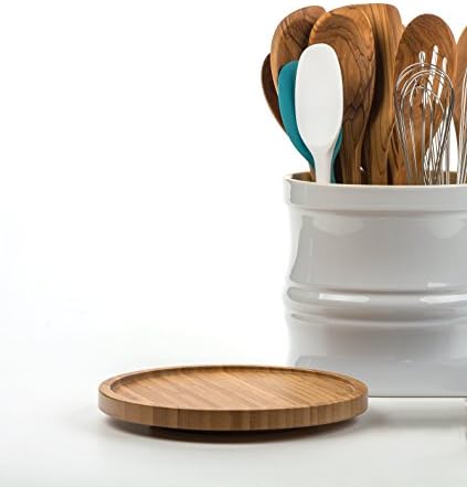 RSVP International Tool Crock Turntable Lazy Susan, Bamboo, 8.25" | Handy in Cabinets or on Counters | Rotating Base wit