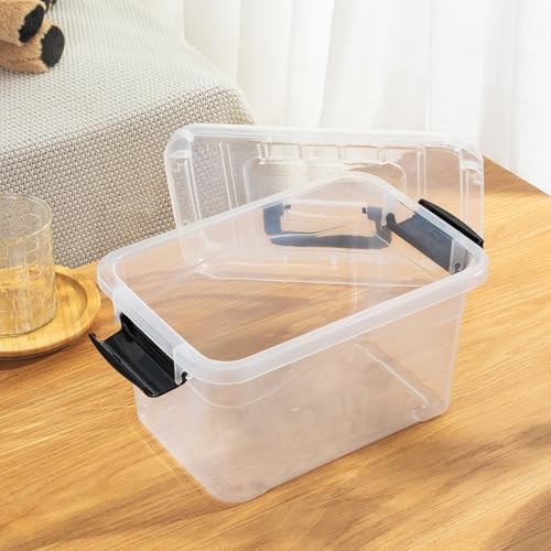 Cetomo 6Lx12 Pack Storage Boxes, Storage Box with Lids and Handle for Home Dorm Office Organization, Stackable Nesting T