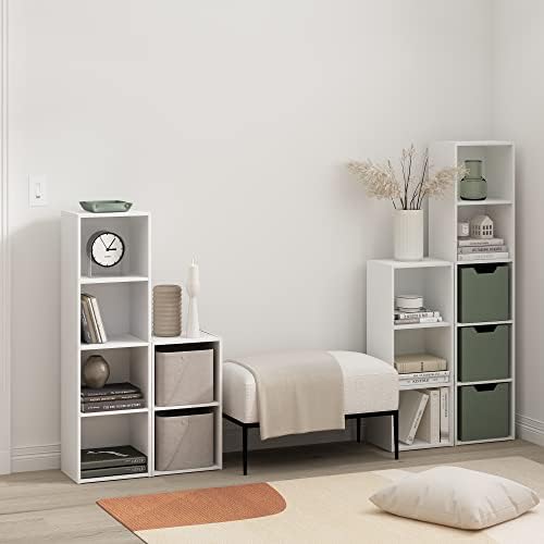 Furinno PASIR Book Shelf, 5-Tier Modern Bookshelf, Open Shelves Bookcase 9 x 12 x 52, Easy Assembly, for Living Room, Be