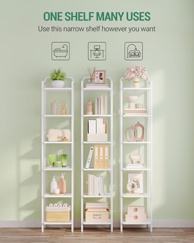 Hzuaneri Bookcase Bookshelf, Narrow Book Shelf, Industrial Corner Shelf