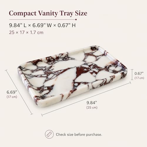 Marble Vanity Tray, 9.84 x 6.69 in, White Burgundy