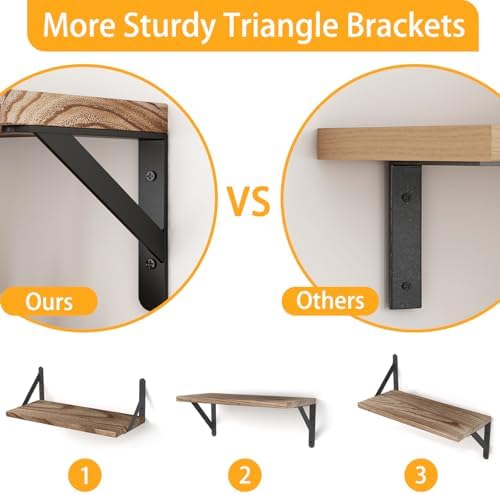 YGEOMER 4 Different Sizes Floating Shelves for Wall Decor, Light Carbonized