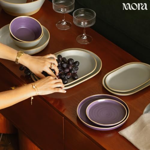 Mora Ceramic Decorative Tray - 9.4in Dish for Jewelry, Perfume, Makeup, Accessories, Candle, in the Bathroom Vanity, Bed
