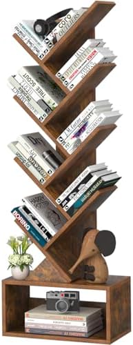 SHEEPAM 9-Tier Tree Bookshelf Floor Standing Narrow Space Storage Bookcase