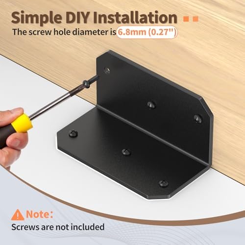 2x4 Inch 90 Degree Corner Bracket, 200 LBS, Black, 16 Pack