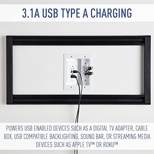 Legrand - OnQ in Wall Cable Management Kit with USB, TV Outlet Wall Kit Hides Cords, in Wall TV Power Kit Works with All