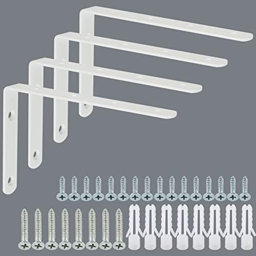 Alise Floating Shelf Brackets,White L Bracket for Shelves,6x4 Inch,4 Pcs