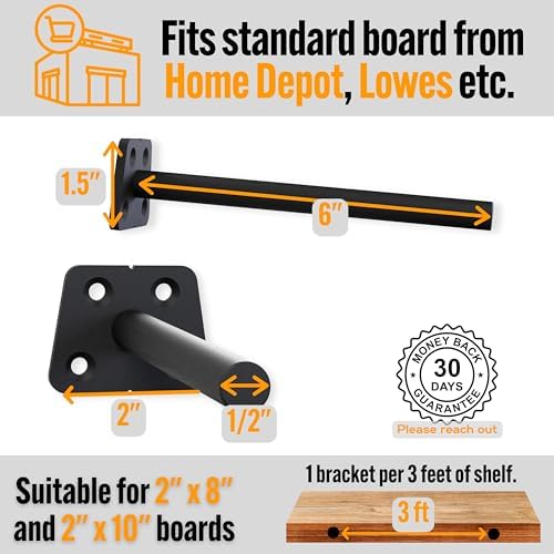 EVALD 6 Inch Floating Shelf Brackets, Hidden Shelf Brackets for Floating Shelves, Heavy Duty Shelf Bracket with Screws &