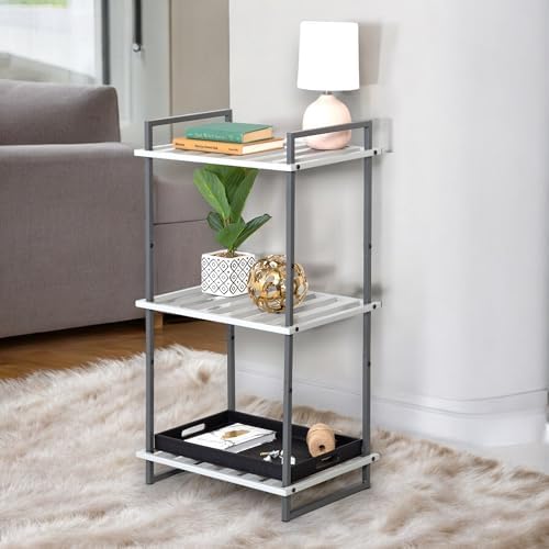 Honey-Can-Do 3-Tier Bookshelf, Book Shelf, Industrial Bookcase, with Steel Frame, for Living Room, Home Office, Bedroom,