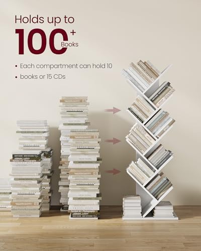VASAGLE Tree Bookshelf, 5 Tiers, 20 x 9.8 x 55.7 Inches