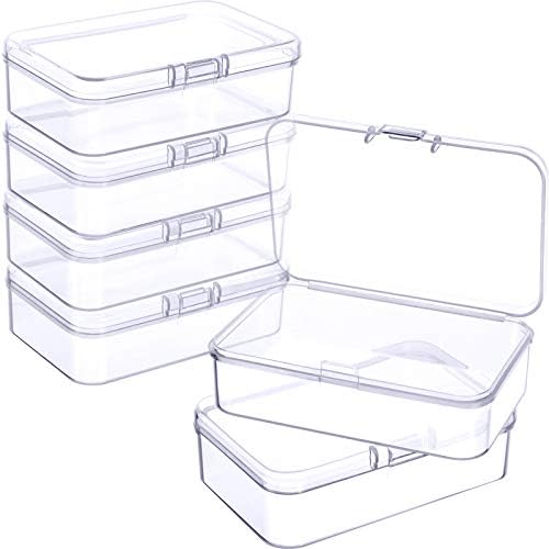 Jetec 6 Pieces Small Clear Plastic Storage Box, 3.3 x 2.1 x 1 Inch
