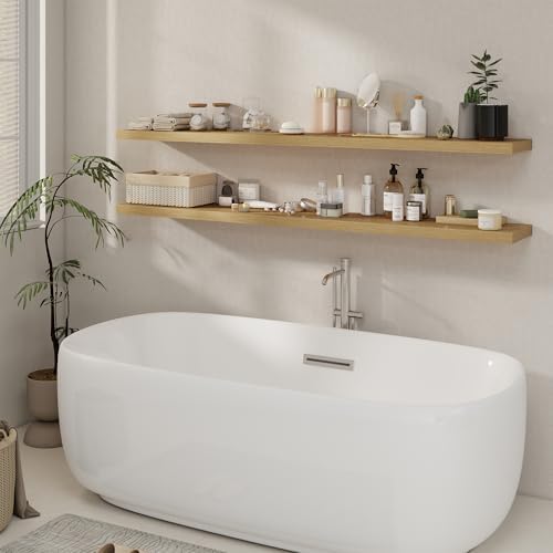 72 Inch Floating Shelves 2 Pack, 8 Inch Deep Floating Shelf Wall Mounted, Large Shelves with Invisible Bracket for Books