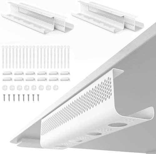 KHAMAL Cable Management Under Desk 52PCS - Cable Management Tray Kit Ventilated Hexagonal Design with Cable Clips, Wire 