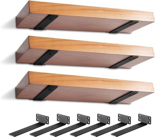 6 Pack Heavy Duty Metal Shelf Brackets 8 inch Long,Black