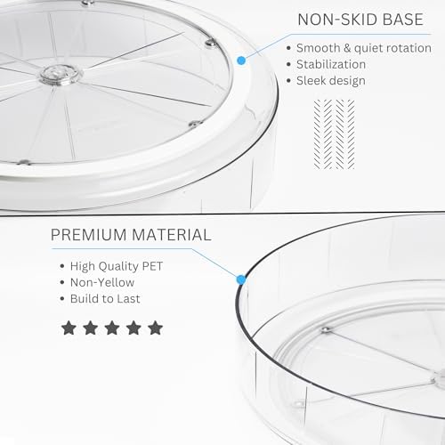 NOSTALGIQ 3-Pack Lazy Susan Organizer | Rotating Pantry Organizers and Storage | Clear Lazy Susan for Table Top, Cabinet