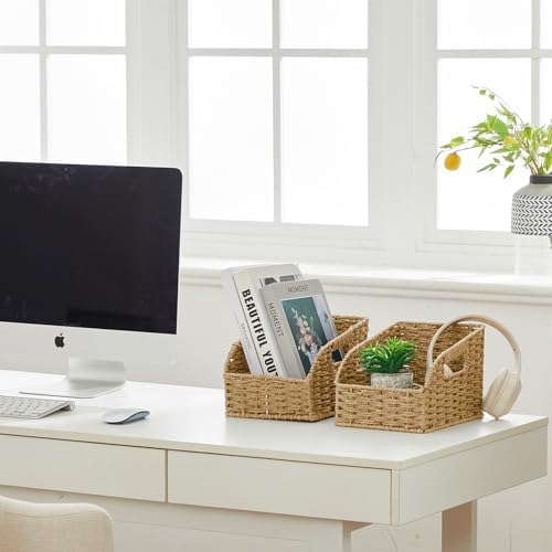 Pantry Baskets for Organizing,Wicker Storage Bins, 3 Pack, Natural
