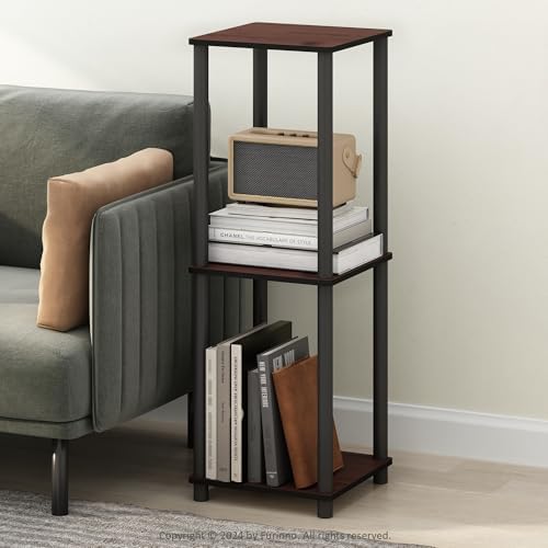 Furinno Turn-N-Tube Set of 2 Toolless 2-Tier Book Shelf, Dark Cherry