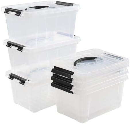 6 Liter Plastic Storage Box, Clear Storage Bin with Lids Set of 6