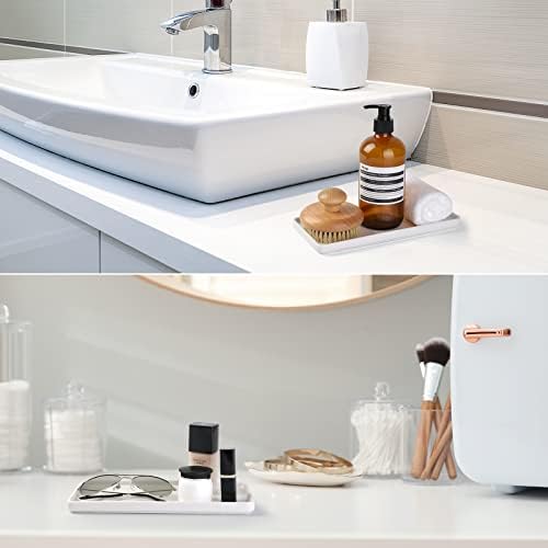 Gurygo 8" Bathroom Trays - Ceramic Vanity Tray for Bathroom - Small Ceramic Tray - Kitchen Soap Trays - Porcelain Dispen