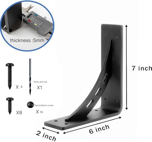 7 inch x 5.9 inch Heavy Duty Shelf Brackets , Metal Mantel Brackets (Set of 2) Fireplace Mantel Brackets - Countertop Su