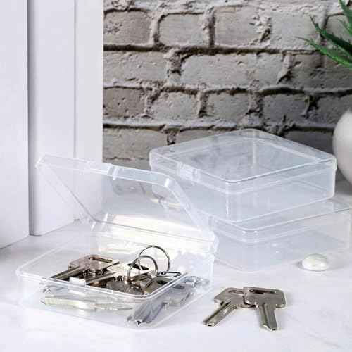 SATINIOR 24 Pcs Small Clear Plastic Container Box, 3.7 x 3.7 x 1.2 in