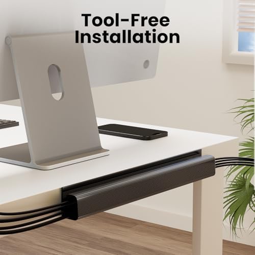 EVEO Cable Management Under Desk Kit (12 Units)- Under Desk Cable Management Cord Cover, Cable Hider Cord Management Und
