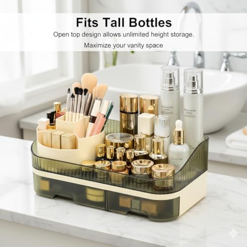 Makeup Organizer Countertop with Dual Drawers