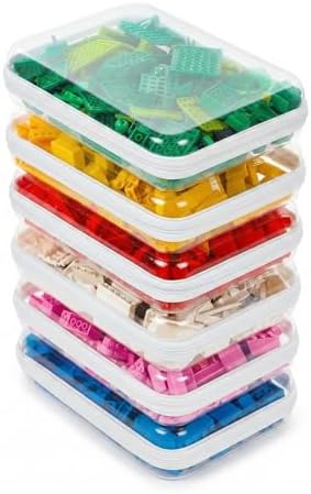 CoiiJoii 6PCS Clear Hard Shell Zipper Case,Portable Cosmetic Bag with Zipper,Kid's Toy Storage Organizer Bins,Hard Plast