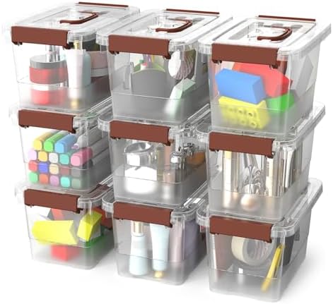 9-Pack Stackable Plastic Storage Bins with Lids, 4 Qt- BPA-Free, Clear Organizing Solution, Latches, Durable Nestable Co